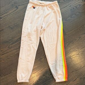 Aviator nation Cream neon stripe Joggers L